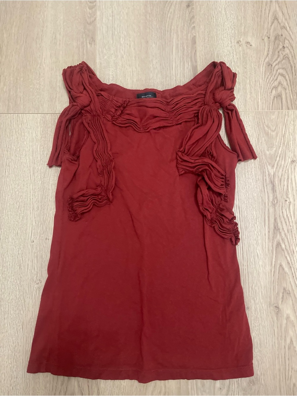 Anthropologie Deletta Red Ruffle-Trim Sleeveless Tank (small)